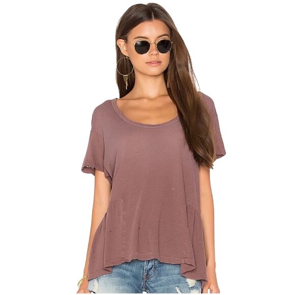 CURRENT ELLIOTT Destroyed Ruffle Girlie Tee Shirt Top - Picture 1 of 7